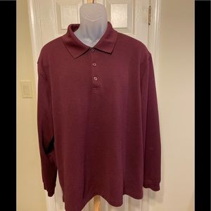 Haggar - Mens long sleeve wine color pullover polo shirt, Size: XXL